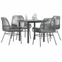 Juego comedor jardín 5 pzas cojines ratán sintético vidrio gris