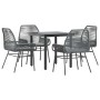 Juego comedor jardín 5 pzas cojines ratán sintético vidrio gris