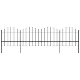 Garden fence with black steel spear points (1.5-1.75)x6.8m by vidaXL, fence panels - Ref: Foro24-277742, Price: 325,13 €, Dis...
