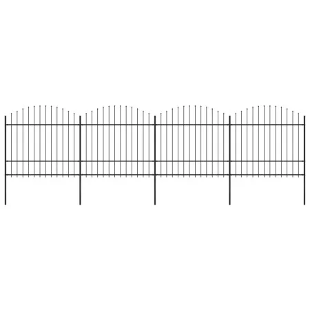 Garden fence with black steel spear points (1.5-1.75)x6.8m by vidaXL, fence panels - Ref: Foro24-277742, Price: 325,13 €, Dis...