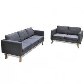 Set aus 2- und 3-Sitzer-Sofas aus dunkelgrauem Stoff von vidaXL, Sofas - Ref: Foro24-272194, Preis: 546,46 €, Rabatt: %