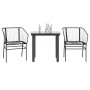 Muebles de jardín 3 piezas ratán sintético vidrio negro
