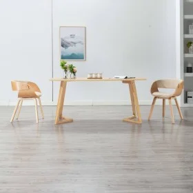 Esszimmerstühle, 2 Stück, gebogenes Holz und cremefarbenes Kunstleder von vidaXL, Essstühle - Ref: Foro24-278862, Preis: 303,...