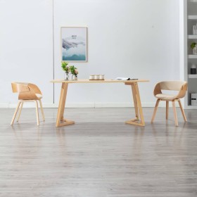 Esszimmerstühle, 2 Stück, gebogenes Holz und cremefarbenes Kunstleder von vidaXL, Essstühle - Ref: Foro24-278862, Preis: 307,...