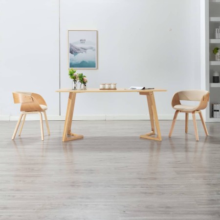 Sillas de comedor 2 uds madera curvada y cuero sintético crema de vidaXL, Sillas de comedor - Ref: Foro24-278862, Precio: 295...