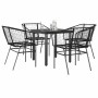 Juego de comedor jardín 5 piezas ratán sintético vidrio negro