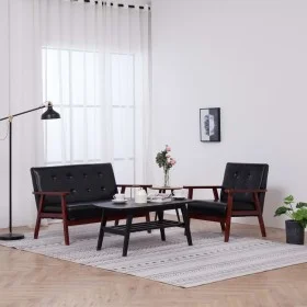 2-teilige Sofagarnitur aus schwarzem Kunstleder von vidaXL, Sofas - Ref: Foro24-278395, Preis: 298,27 €, Rabatt: %
