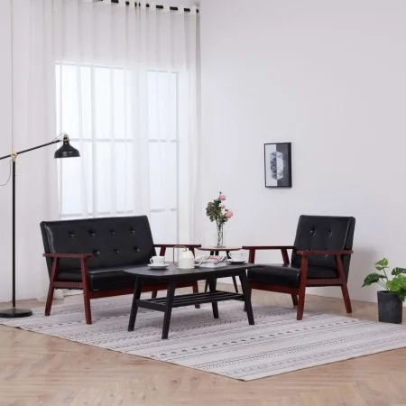 2-piece black faux leather sofa set by vidaXL, Sofas - Ref: Foro24-278395, Price: 298,27 €, Discount: %
