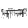 Juego de comedor jardín 5 piezas ratán sintético vidrio negro