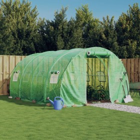 Invernadero con estructura de acero verde 12 m² 4x3x2 m
