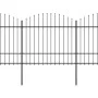 Garden fence with black steel spearheads (1.5-1.75)x5.1m by vidaXL, fence panels - Ref: Foro24-277741, Price: 244,99 €, Disco...