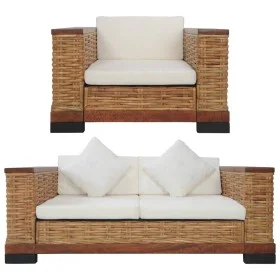 2-Piece Brown Natural Rattan Sofa Set with Cushions by vidaXL, Sofas - Ref: Foro24-278618, Price: 880,57 €, Discount: %
