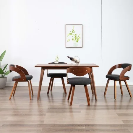 Sillas de comedor 4 unidades madera curvada y tela gris oscuro de vidaXL, Sillas de comedor - Ref: Foro24-278842, Precio: 554...