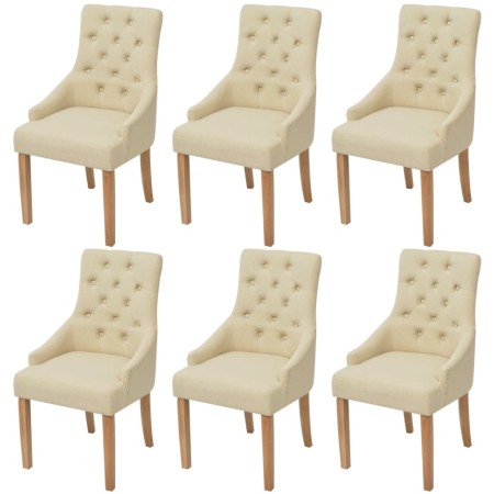 Esszimmerstühle 6 Einheiten cremefarbener Stoff von vidaXL, Essstühle - Ref: Foro24-274426, Preis: 801,87 €, Rabatt: %