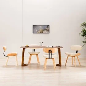 Esszimmerstühle 4 Stück gebogenes Holz und cremefarbenes Kunstleder von vidaXL, Essstühle - Ref: Foro24-278720, Preis: 517,80...