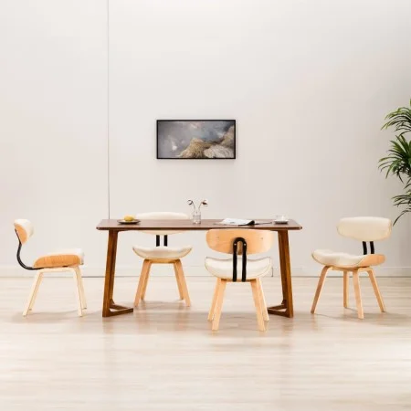 Esszimmerstühle 4 Stück gebogenes Holz und cremefarbenes Kunstleder von vidaXL, Essstühle - Ref: Foro24-278720, Preis: 517,80...