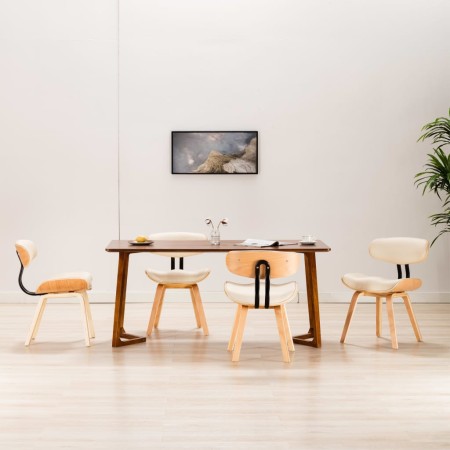 Esszimmerstühle 4 Stück gebogenes Holz und cremefarbenes Kunstleder von vidaXL, Essstühle - Ref: Foro24-278720, Preis: 536,22...