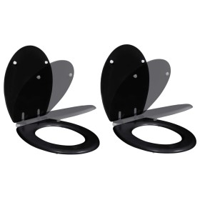 Toilet Seats with Soft Close Lids 2 Pcs Black MDF by vidaXL, Toilet and bidet seats - Ref: Foro24-275905, Price: 78,93 €, Dis...