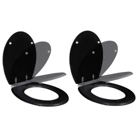 Toilet Seats with Soft Close Lids 2 Pcs Black MDF by vidaXL, Toilet and bidet seats - Ref: Foro24-275905, Price: 77,59 €, Dis...