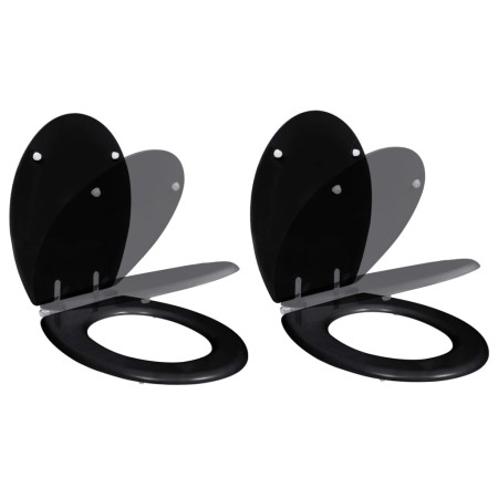 Toilet Seats with Soft Close Lids 2 Pcs Black MDF by vidaXL, Toilet and bidet seats - Ref: Foro24-275905, Price: 78,93 €, Dis...