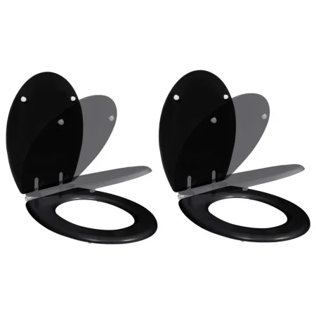 Toilet Seats with Soft Close Lids 2 Pcs Black MDF by vidaXL, Toilet and bidet seats - Ref: Foro24-275905, Price: 77,51 €, Dis...
