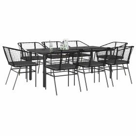 Set de comedor jardín 9 piezas cojines ratán polivinílico negro en Conjuntos de jardín | Comprar online en Foro24