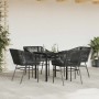 Juego de comedor jardín 5 piezas cojines ratán sintético negro