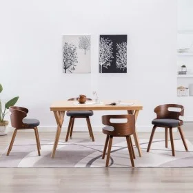 Esszimmerstühle 4 Einheiten aus gebogenem Holz und dunkelgrauem Stoff von vidaXL, Essstühle - Ref: Foro24-278850, Preis: 537,...