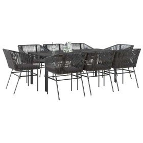 Set de comedor jardín 9 piezas cojines ratán polivinílico negro en Conjuntos de jardín | Comprar online en Foro24