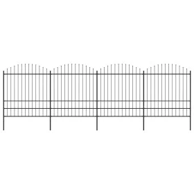 Gartenzaun mit Speerspitzen aus schwarzem Stahl (1,75-2)x6,8 m von vidaXL, Zaunpaneele - Ref: Foro24-277751, Preis: 370,32 €,...