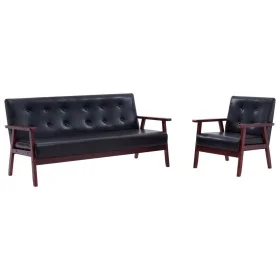 2-piece black faux leather sofa set by vidaXL, Sofas - Ref: Foro24-278397, Price: 336,49 €, Discount: %