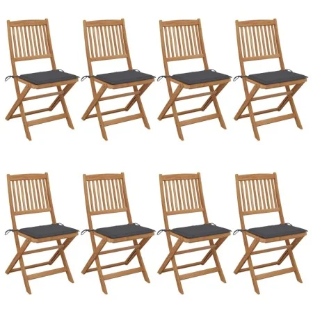 Klappbare Gartenstühle, 8 Stück, massives Akazienholz und Kissen von vidaXL, Gartenstühle - Ref: Foro24-3075021, Preis: 402,5...