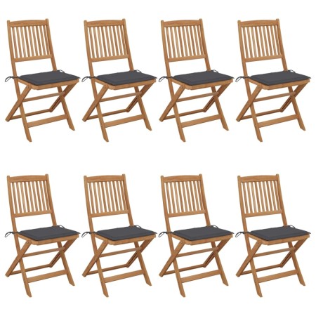 Klappbare Gartenstühle, 8 Stück, massives Akazienholz und Kissen von vidaXL, Gartenstühle - Ref: Foro24-3075021, Preis: 417,6...