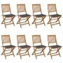 Klappbare Gartenstühle, 8 Stück, massives Akazienholz und Kissen von vidaXL, Gartenstühle - Ref: Foro24-3075021, Preis: 402,5...