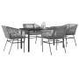 Juego comedor jardín 5 pzas cojines ratán sintético vidrio gris