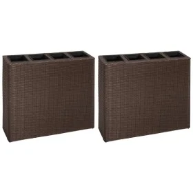 Jardinera alta con 4 macetas 2 uds ratán sintético marrón by vidaXL, Pots and planters - Ref: Foro24-279083, Price: 210,99 €,...