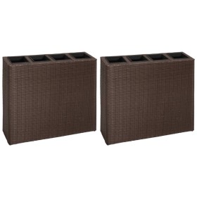Jardinera alta con 4 macetas 2 uds ratán sintético marrón by vidaXL, Pots and planters - Ref: Foro24-279083, Price: 214,05 €,...