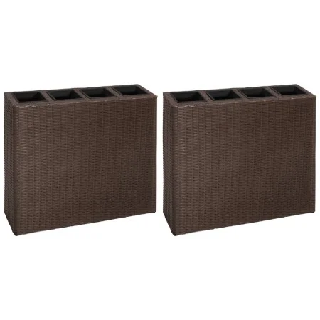 Hoher Pflanzenkübel mit 4 Töpfen, 2 Stück, aus braunem synthetischem Rattan. von vidaXL, Töpfe und Pflanzgefäße - Ref: Foro24...