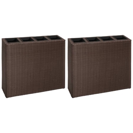 Jardinera alta con 4 macetas 2 uds ratán sintético marrón by vidaXL, Pots and planters - Ref: Foro24-279083, Price: 214,05 €,...