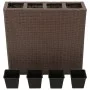 Hoher Pflanzenkübel mit 4 Töpfen, 2 Stück, aus braunem synthetischem Rattan. von vidaXL, Töpfe und Pflanzgefäße - Ref: Foro24...