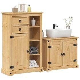 Juego de muebles de baño Corona 2 pzas madera maciza pino en Muebles de baño | Comprar online en Foro24