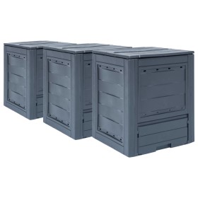 Compostadores de jardín 3 unidades gris 780 L 60x60x73 cm