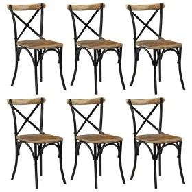 Stühle mit gekreuzter Rückenlehne 6 Stk. massives Mangoholz schwarz von vidaXL, Essstühle - Ref: Foro24-278774, Preis: 795,49...