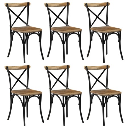 Sillas con respaldo cruzado 6 uds madera maciza de mango negro de vidaXL, Sillas de comedor - Ref: Foro24-278774, Precio: 601...