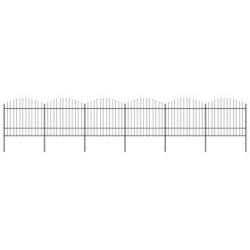 Garden fence with black steel spearhead (1.5-1.75)x10.2m by vidaXL, fence panels - Ref: Foro24-277744, Price: 496,16 €, Disco...