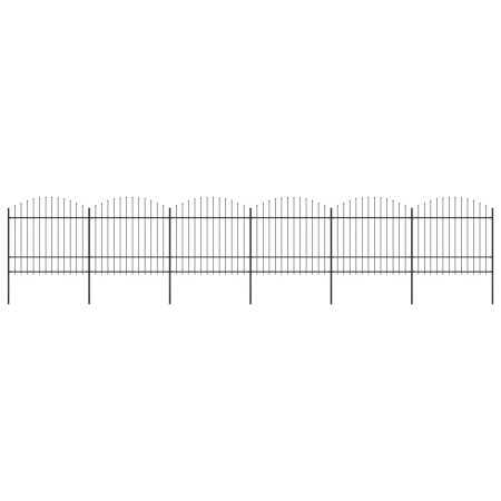 Garden fence with black steel spearhead (1.5-1.75)x10.2m by vidaXL, fence panels - Ref: Foro24-277744, Price: 495,92 €, Disco...