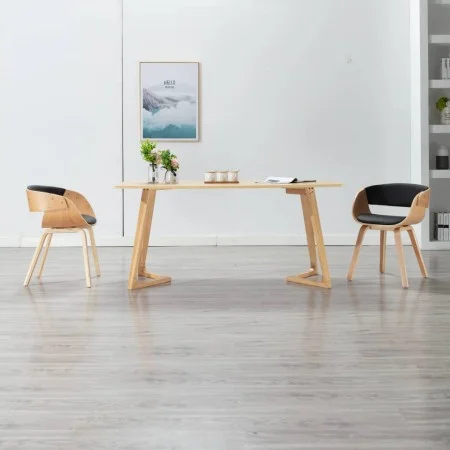 Esszimmerstühle, 2 Stück, aus gebogenem Holz und schwarzem Kunstleder von vidaXL, Essstühle - Ref: Foro24-278865, Preis: 270,...