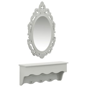 Wall shelf for keys jewelry with mirror and hooks gray by vidaXL, Dressing tables - Ref: Foro24-323973, Price: 54,72 €, Disco...