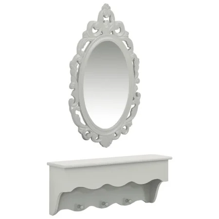 Wall shelf for keys jewelry with mirror and hooks gray by vidaXL, Dressing tables - Ref: Foro24-323973, Price: 54,15 €, Disco...