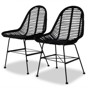 Sillas de comedor 2 unidades ratán natural negro Sillas de comedor 2 unidades ratán natural negro